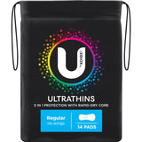Ultra-thin U By Kotex Pads No Wings feature a rapid-dry core for maximum comfort and leak protection during medium flow days.