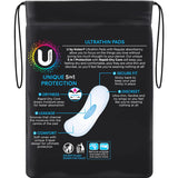 Ultra-thin U By Kotex pads with rapid-dry core and no wings for discreet, comfortable protection during medium flow days.