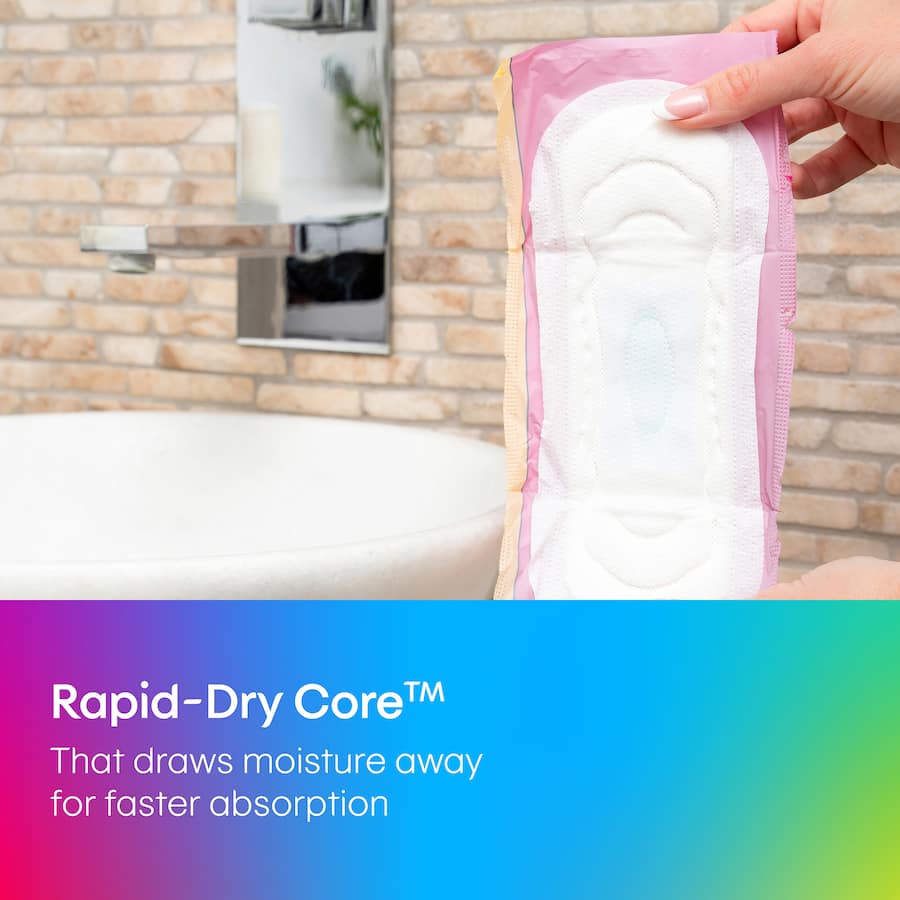 U By Kotex Ultra Thin Pads No Wings, designed for comfort, featuring rapid-dry core and flexible, discreet protection for medium flow.