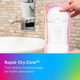 U By Kotex Ultra Thin Pads No Wings, designed for comfort, featuring rapid-dry core and flexible, discreet protection for medium flow.