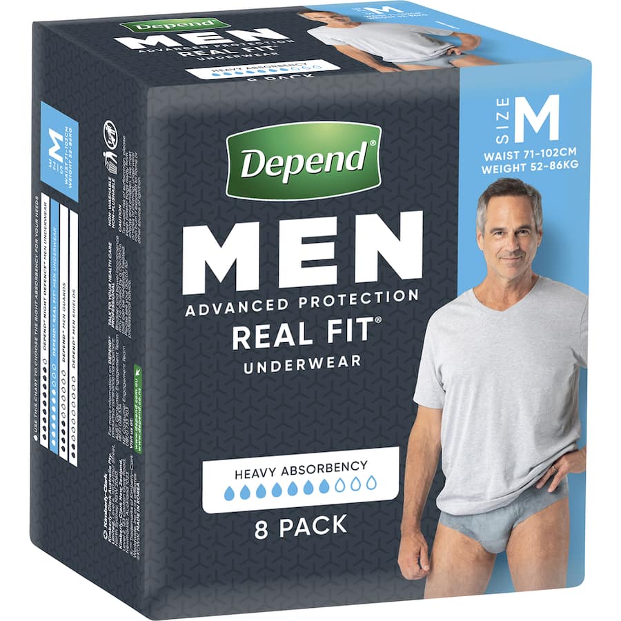 Depend Real Fit Underwear Mens Continence Pants Medium 8pack