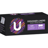 U By Kotex Designs Panty Liners with absorbent core, breathable backing, and vibrant patterns for everyday reliable protection.