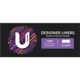 U By Kotex Designs Panty Liners featuring double protective channels, absorbent core, and vibrant designs for everyday freshness.