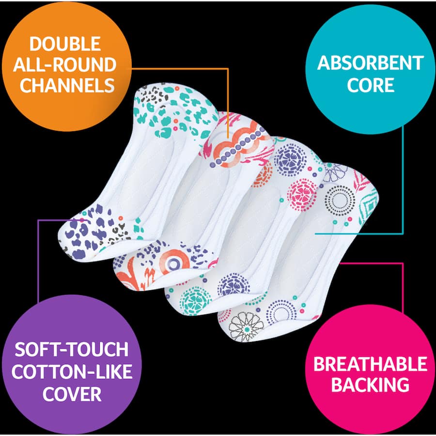 U By Kotex panty liners with stylish designs, double protection channels, and absorbent core for reliable, everyday comfort.