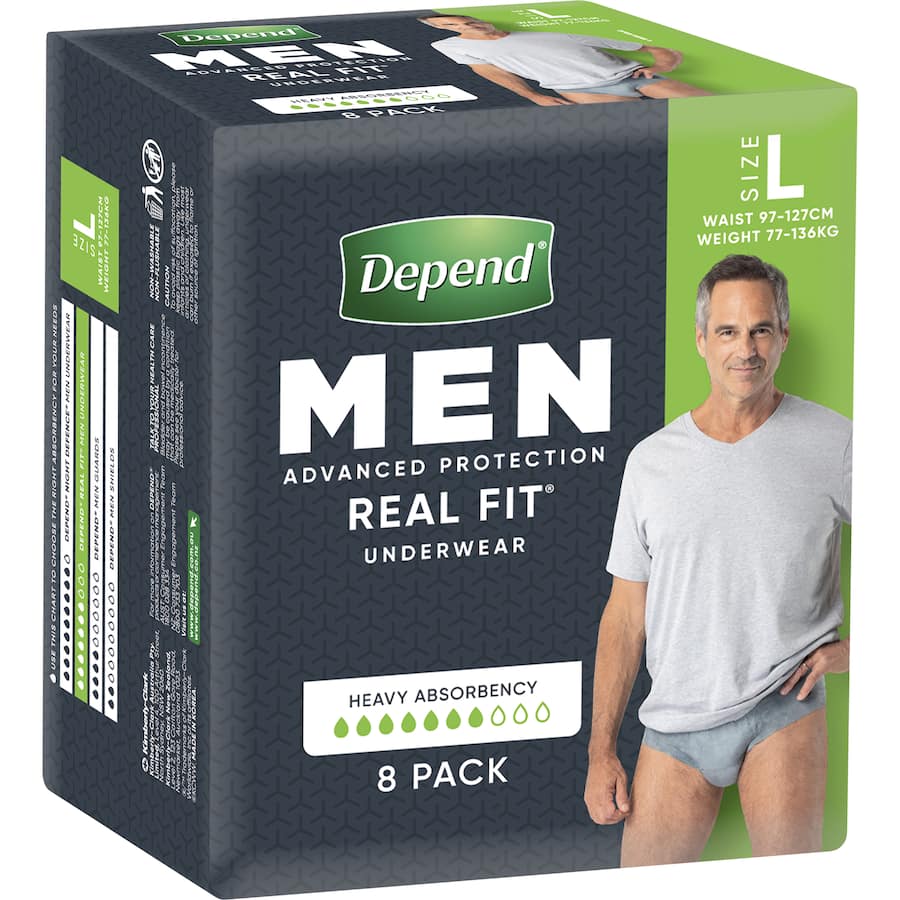 Depend Real Fit Underwear Mens Continence Pants Large