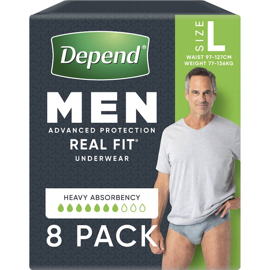 Depend Real Fit Underwear Mens Continence Pants Large