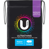 U by Kotex Ultra Thin Pads Regular offer discreet, rapid-dry protection with secure wings and a flexible, ultra-thin design.
