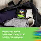 U By Kotex Sport Panty Liners in white, designed for active lifestyles with sweat-dry core and breathable backing for comfort.