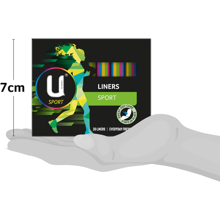 U By Kotex Sport Panty Liners in white, designed for comfort and protection during workouts, featuring a sweat-dry absorbent core.