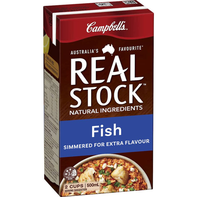 Campbell's Real Stock Fish Stock Liquid enhances dishes with rich, wholesome flavors from premium fish and vegetables.