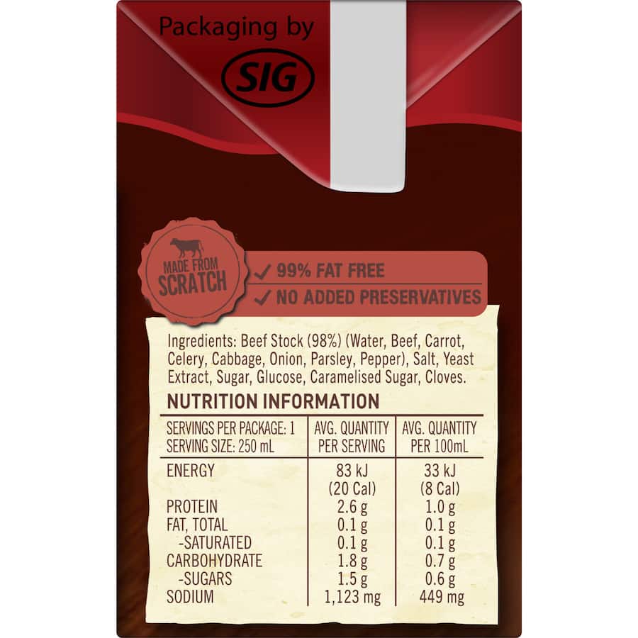 Campbells Real Stock Beef Stock Liquid Carton 250mL