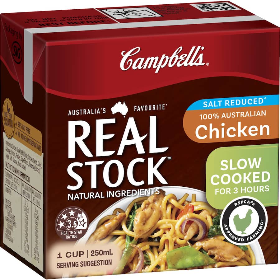 Campbells Real Stock Chicken Stock Liquid Salt Reduced Carton 250mL