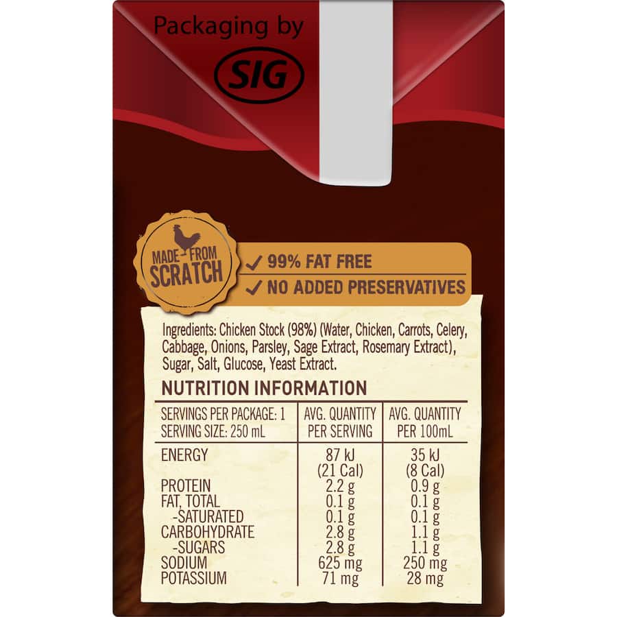Campbells Real Stock Chicken Stock Liquid Salt Reduced Carton 250mL