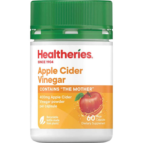 Healtheries apple cider vinegar capsules, easy to take, support digestion and metabolic health without strong taste or smell.