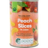 Woolworths Peaches Slices In Juice Can 410g