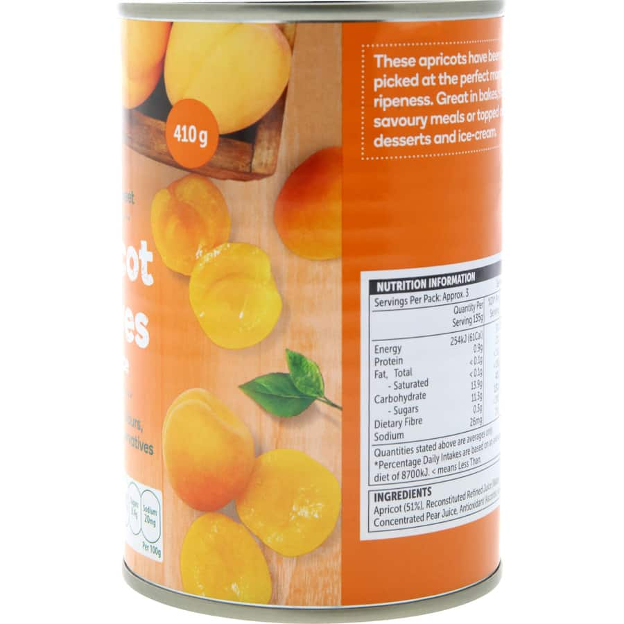 Woolworths Apricot Halves in juice, perfect for cooking and desserts, offering juicy sweetness and premium quality.