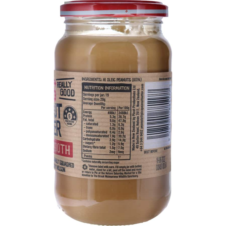 Creamy, unsalted Pics Really Good Peanut Butter made from 100% pure roasted hi oleic peanuts, perfect for spreading or cooking.