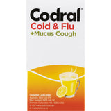 Codral Relief Cold Remedy hot drink packets in lemon flavor, providing relief from cold and flu symptoms like headaches and coughs.