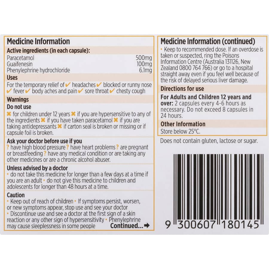 Codral Cold & Flu + Mucus Cough Capsules provide effective relief for cold and flu symptoms like headaches and congestion.