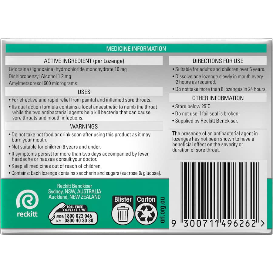 Strepsils Plus Lozenges for sore throat relief, featuring anaesthetic numbing and dual antibacterial action.