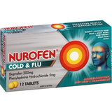 Nurofen Cold & Flu tablets for fast relief from headaches, body aches, sinus pain, and cold symptoms without drowsiness.