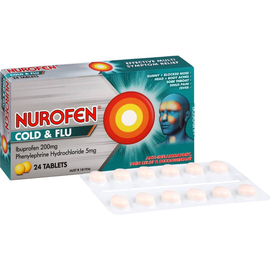 Nurofen Cold Remedy tablets for effective multi-symptom relief from cold and flu without causing drowsiness.