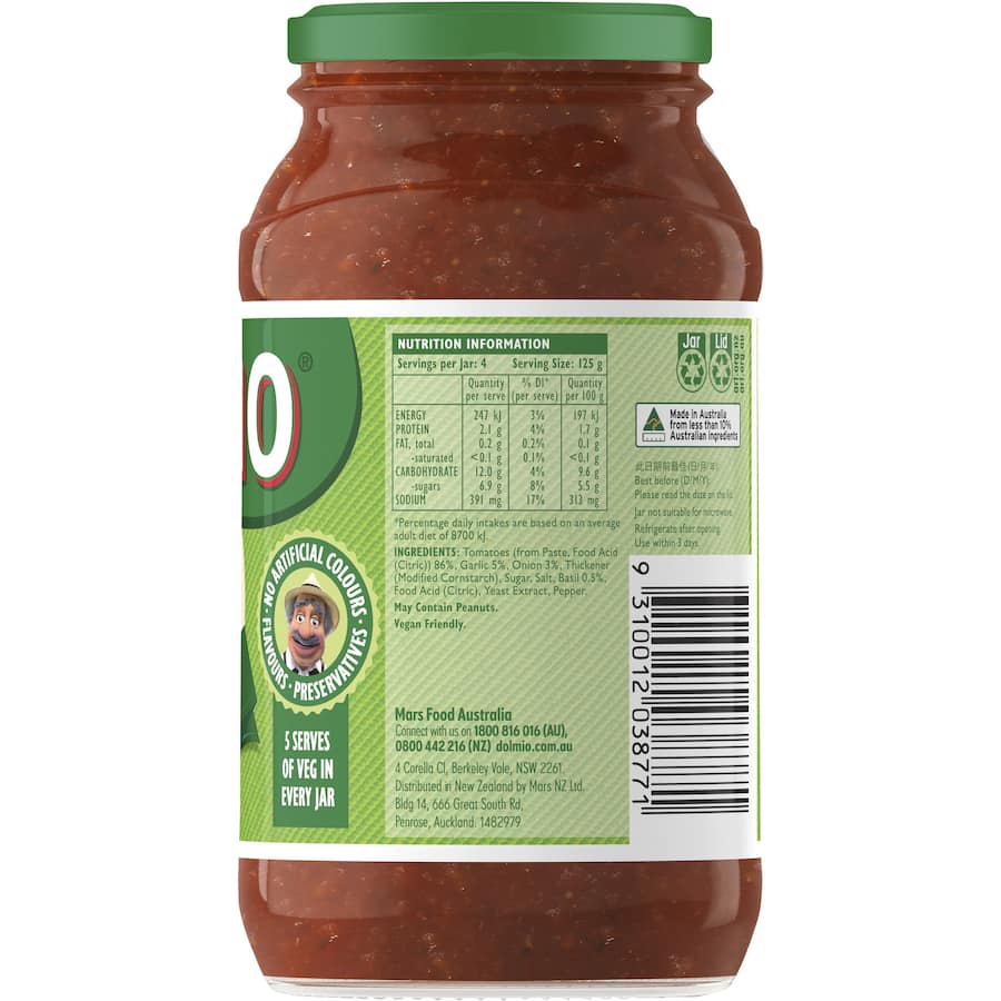 Dolmio Extra Pasta Sauce Bolognese in a glass jar, rich tomato blend with garlic and herbs, ready in 10 minutes for hearty meals.