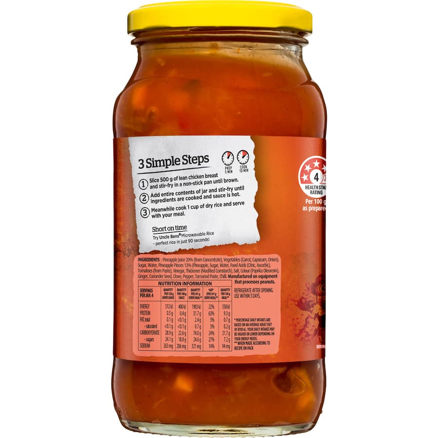 Kan Tong Pineapple Sweet & Sour stir fry sauce in a glass jar, featuring a blend of sweet pineapple and fresh vegetables.