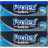 Protex Men's Antibacterial Bar Soap Sports Pack, designed for active men, eliminates 99% of bacteria with a fresh, invigorating scent.