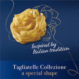 Premium egg pasta tagliatelle from Barilla, cooking to perfection in 6 minutes for authentic Italian meals.