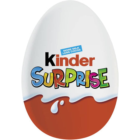 Kinder Chocolate Snack Surprise featuring creamy milk chocolate egg with a hidden toy, perfect for fun moments and treats.