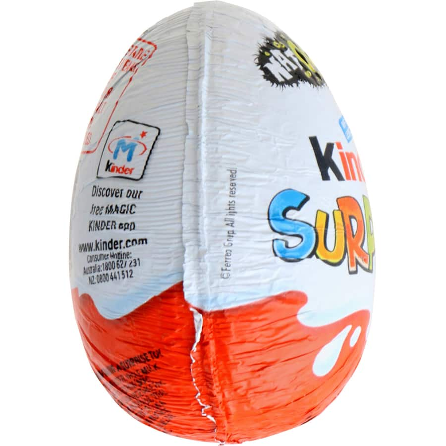 Kinder Chocolate Snack Surprise egg featuring creamy milk chocolate and a fun toy inside for joyful moments.