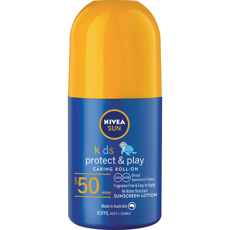 NIVEA Sun Kids Sunscreen Roll-On SPF50 for safe, easy sun protection with natural minerals, ideal for outdoor play.