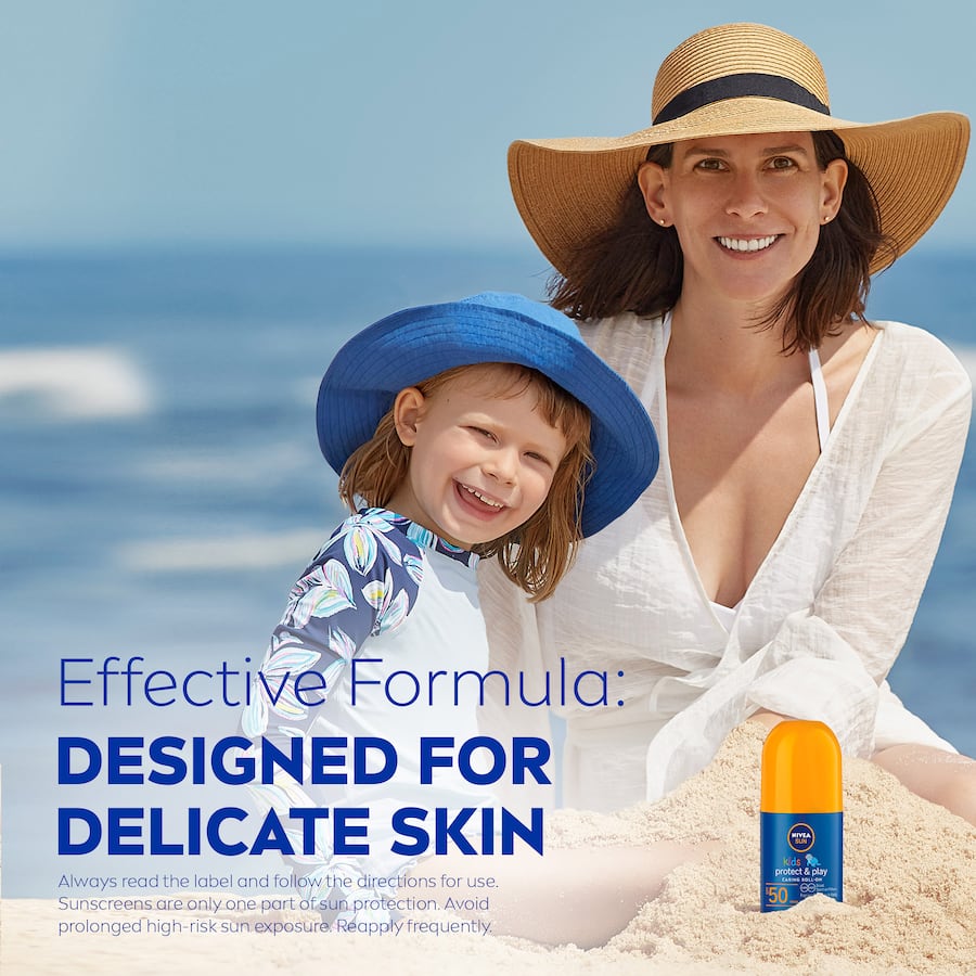 Nivea Sun Kids SPF50 Roll-On protects delicate skin with high UV defense, water resistance, and natural mineral ingredients.