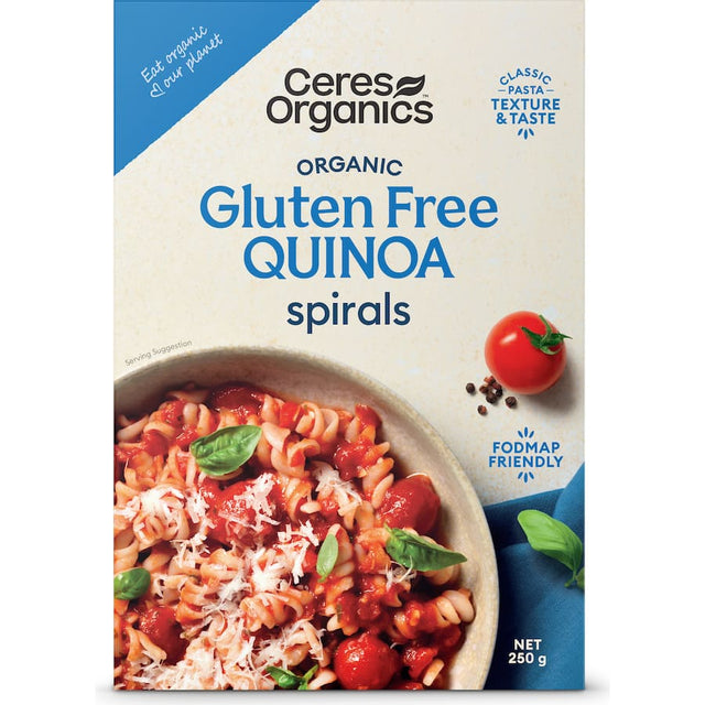 Ceres Organics gluten-free Fusilli Pasta made from quinoa and rice, perfect for nutritious family meals.