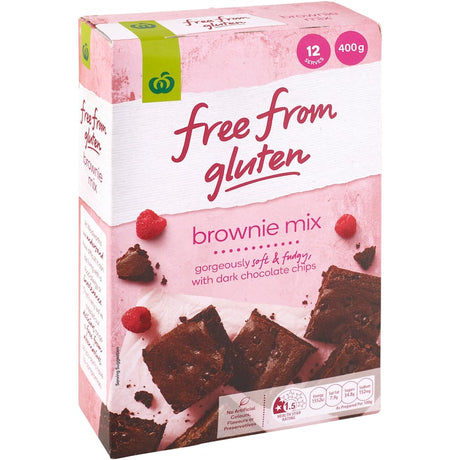 Gluten-free brownie mix featuring dark chocolate chips for a soft, fudgy dessert experience, suitable for vegans.