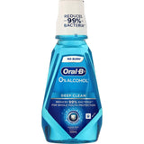 Oral B Pro Health Mouthwash in Clean Mint flavor offers advanced protection against cavities and freshens breath without alcohol.