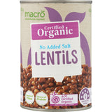 Macro Organic Lentils No Added Salt, a fiber-rich, versatile ingredient without artificial additives, perfect for healthy meals.