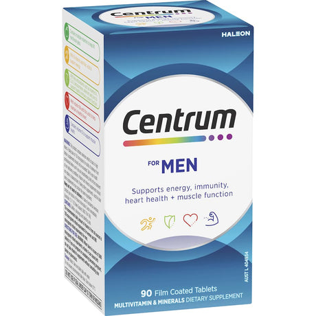 Centrum Men Daily Multivitamin: supports men's health with vitamins, minerals, and antioxidants for energy, muscle, and heart wellness.