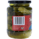 Whole Sun Harvest gherkins in tangy vinegar, offering a crunchy, sweet-and-sour flavor perfect for snacks and meals.