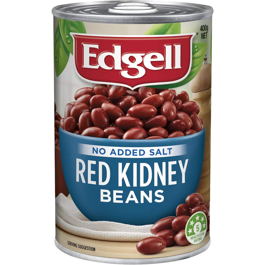 Edgell Beans Red Kidney No Added Salt, nutrient-rich and low-fat, perfect for healthy meals and versatile cooking.