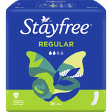 Stayfree Pads Regular No Wings: Soft, absorbent menstrual pads with odor neutralizers for all-day comfort and leak protection.