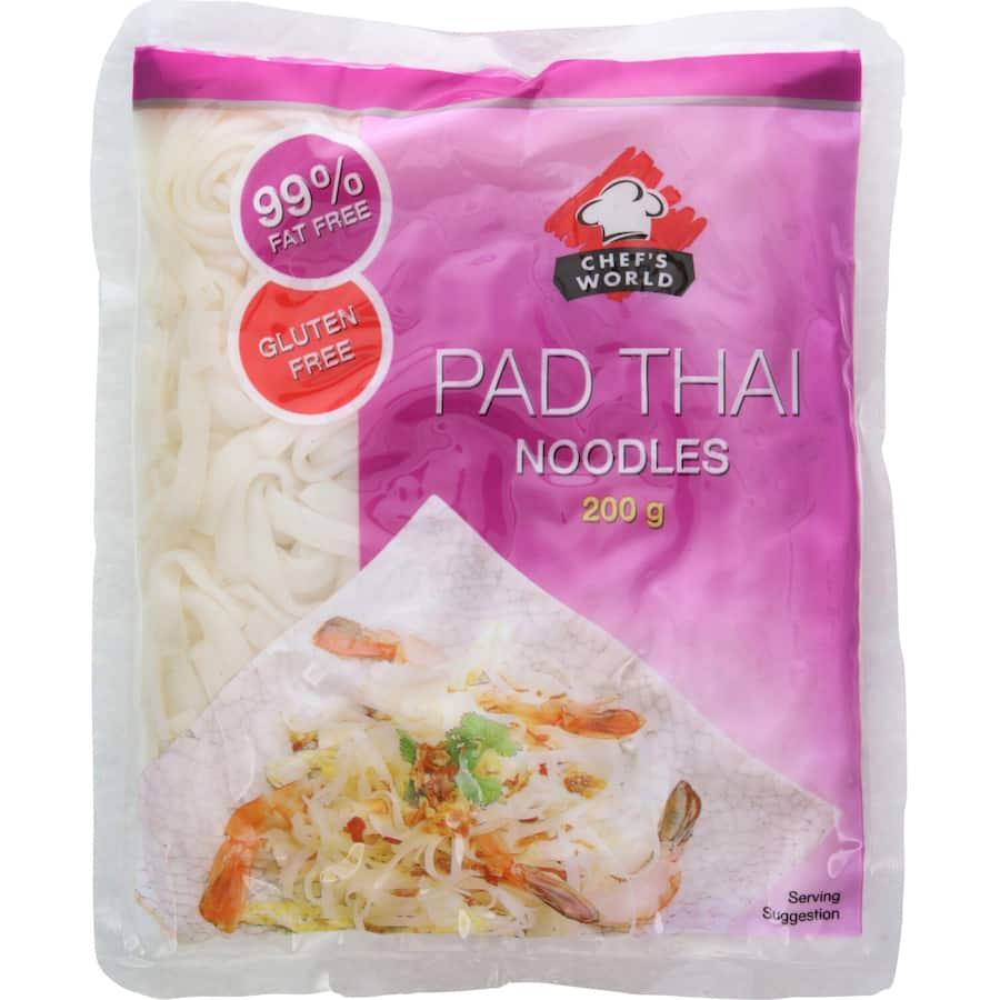 Chefs World Asian Pad Thai Noodle package featuring premium quality noodles for authentic Pad Thai dishes.