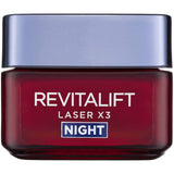 L'Oreal Revitalift Night Cream Laser X3: Anti-aging night cream for youthful skin with pro-retinol and hyaluronic acid.