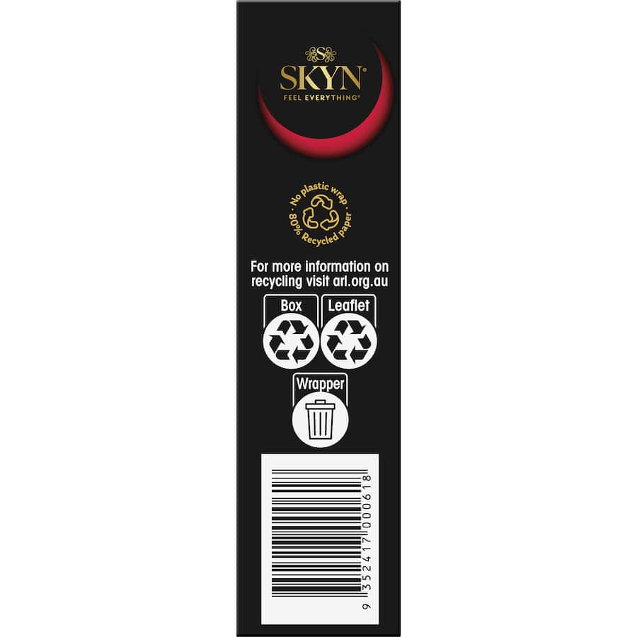 Skyn Condoms Intense Feel with wave texture and raised dots for enhanced pleasure and a natural, skin-on-skin sensation.