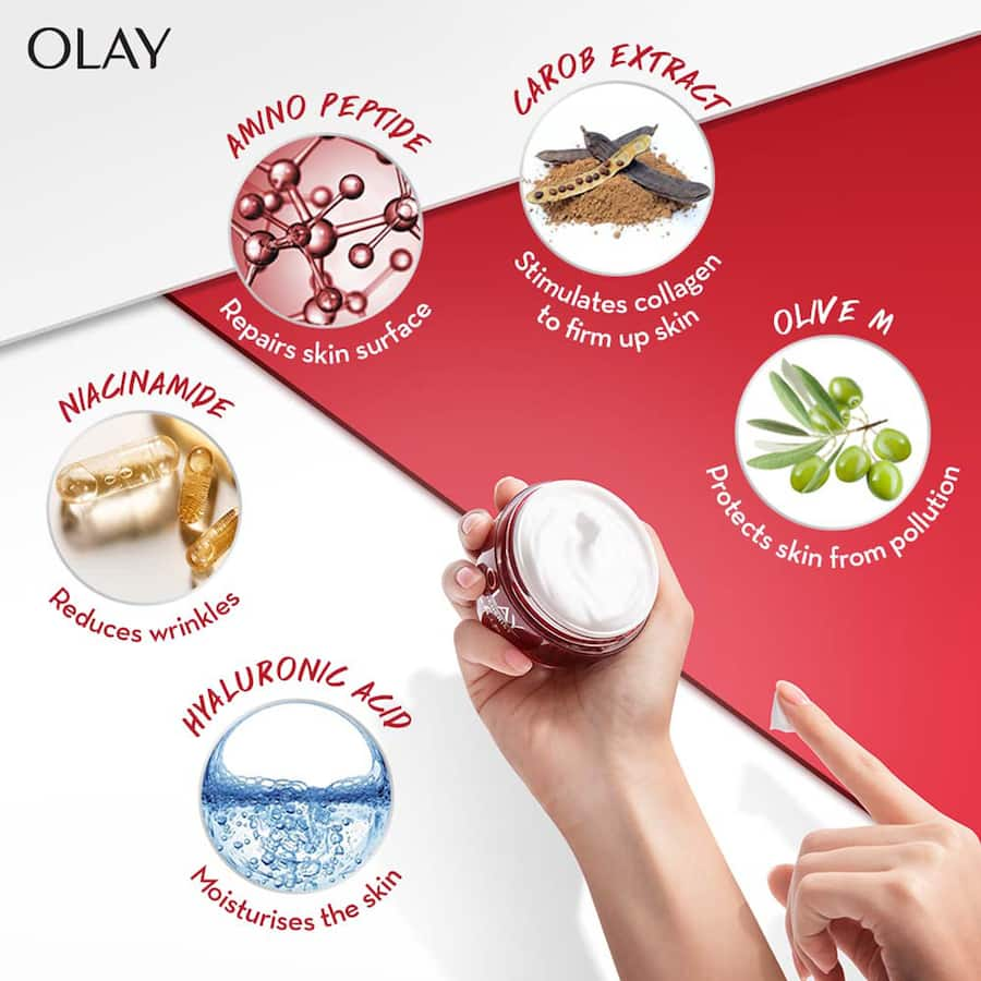 Olay Regenerist Microsculpting Night Face Cream helps rejuvenate and hydrate skin overnight for firmer, youthful-looking skin.