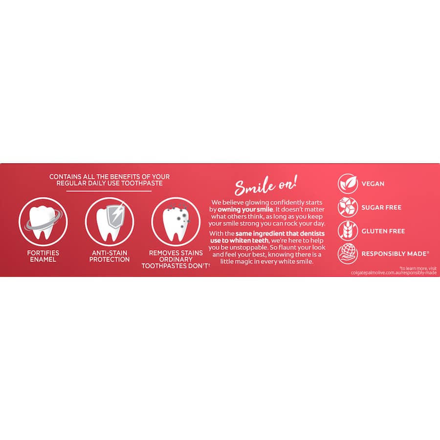 Colgate Optic White Toothpaste in 140g tube, enriched with 1% hydrogen peroxide for enamel-safe teeth whitening and fresh mint flavor.