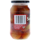 A jar of Sun Harvest Pickled Onions, perfect for enhancing cheese platters, sandwiches, and pasta dishes, vegetarian-friendly.