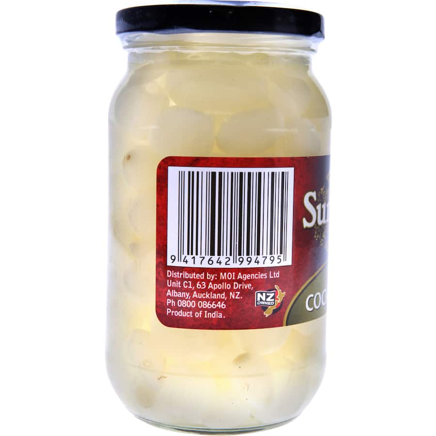 Crisp and tangy Sun Harvest Pickled Onions Cocktail, perfect for cheese platters, sandwiches, and salads. Suitable for vegetarians.