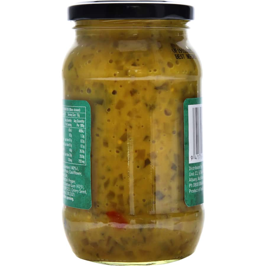 Sun Harvest Mustard Pickle jar, a zesty condiment for hotdogs and sandwiches, made with premium, natural ingredients.